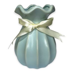 Florero de Cerámica Celeste Estilo Farolillo con Lazo