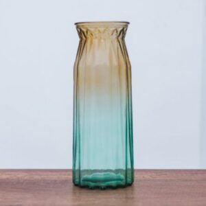 Florero de Vidrio Bicolor Caramel/Verde 11 x 29.5 cm.