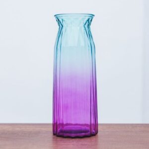 Florero de Vidrio Bicolor Celeste/Fucsia 11 x 29.5 cm.
