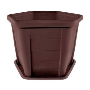 Macetero Madera Hexagonal Grande Café Oscuro Pica