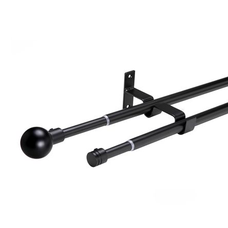 Pack Cortinero Doble Extensible Metalhsa Negro 16/19 mm x 170-320 cm Bola