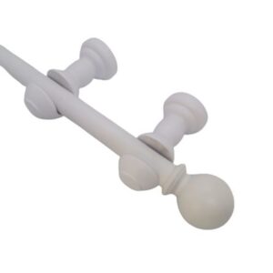 Pack Cortinero Simple Madera Aura 200cm Bola Color Blanco