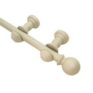 Pack Cortinero Simple Madera Aura 200cm Bola Color Hueso