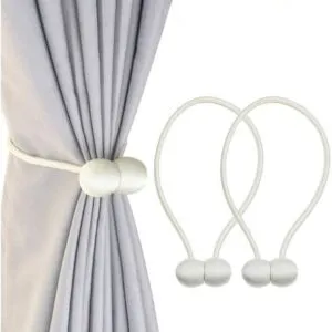 Pack de 6 Sujetadores de Cortina Lazo Magnético Broche Color Blanco