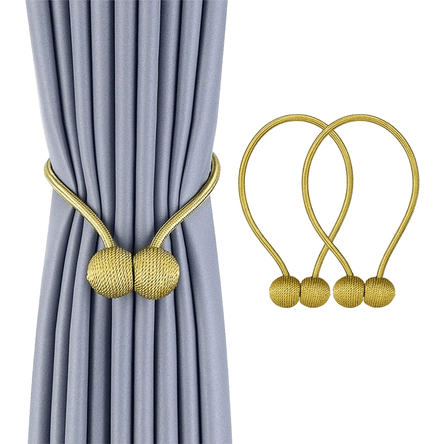 Pack de 6 Sujetadores de Cortina Lazo Magnético Broche Color Dorado