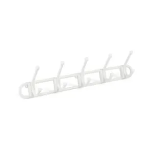 Perchero de pared Plástico Grande 5 Ganchos Blanco Mate Reyplast
