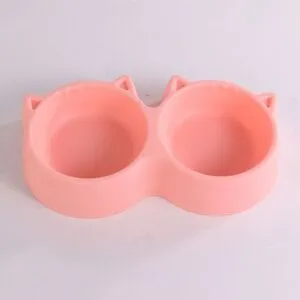 Plato Doble para Gato Comedero Bebedero Rosado