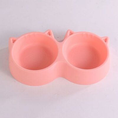 Plato Doble para Gato Comedero Bebedero Rosado