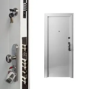 Puerta de Acero de Seguridad Rino Doors Modelo Kullu Color blanco 89cm x 209cm con Apertura L