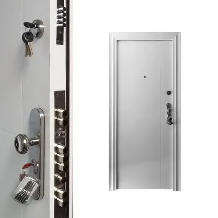 Puerta de Acero de Seguridad Rino Doors Modelo Kullu Color blanco 89cm x 209cm con Apertura L