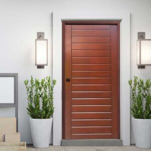 Puerta exterior Dubai Caoba Cedro 95cm + marco + 4 bisagras
