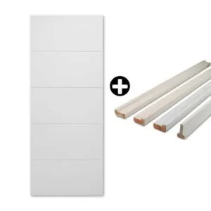 Puerta Mediterranea Blanco 4x80x207cm Dimfer + Marco Pino Pre-Acabado 32x60x2.13cm