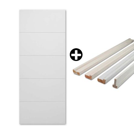 Puerta Mediterranea Blanco 4x90x207cm Dimfer + Marco Pino Pre-Acabado 32x60x2.13cm