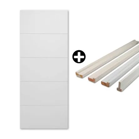 Puerta Mediterranea Blanco 4x90x207cm Dimfer + Marco Pino Pre-Acabado 32x60x2.13cm