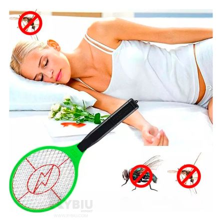 Raqueta Electrica Mata Insectos Moscas Verde