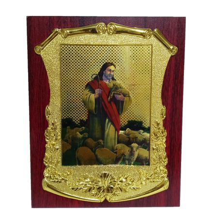 Retrato Cuadro Religioso Jesus Cordero del Mundo Pergamino Flores 1pza