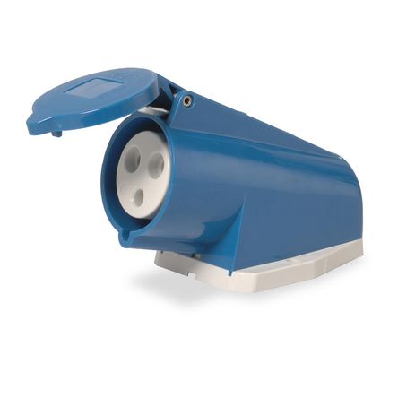 Toma visible IP44 32A 2P + T 250V 6H