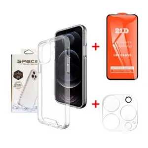 Case Space + Protector de Pantalla + Mica para Cámara para iPhone 12