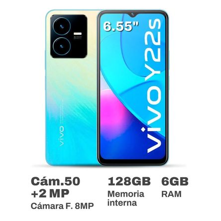 Celular Vivo Y22S 6.55" 6GB RAM 128GB Cyan Verano