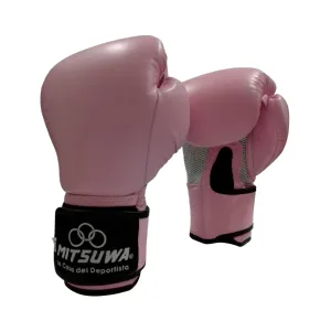 Guante Para Box Mitsuwa #1022 Cuero Rosado