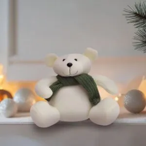 Oso Polar sentado con bufanda Verde 24x18cm Orange