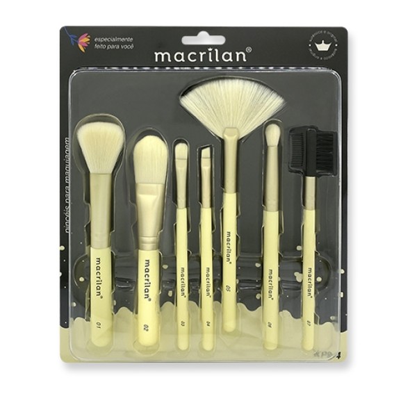 Kit de 7 Pinceles para Maquillaje Macrilan Amarillo KP9-4
