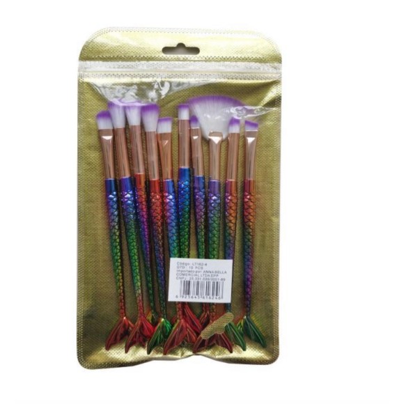 Kit de Pinceles de Maquillaje Sirena C/10 piezas