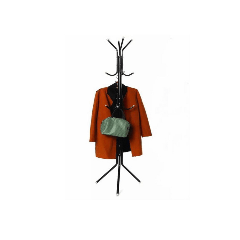 Perchero de Pie Colgador de Carteras y Ropa Negro