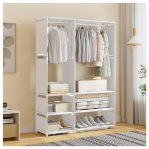 Ropero Armario Closet Perchero Organizador Ropa 2 Cuerpos Blanco VD3054
