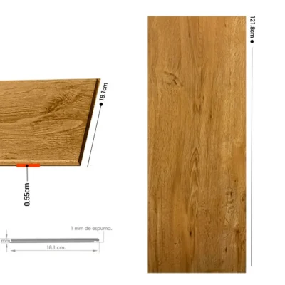 Piso SPC con click oak 5.5mm 122x18cm  caja 2.2m²