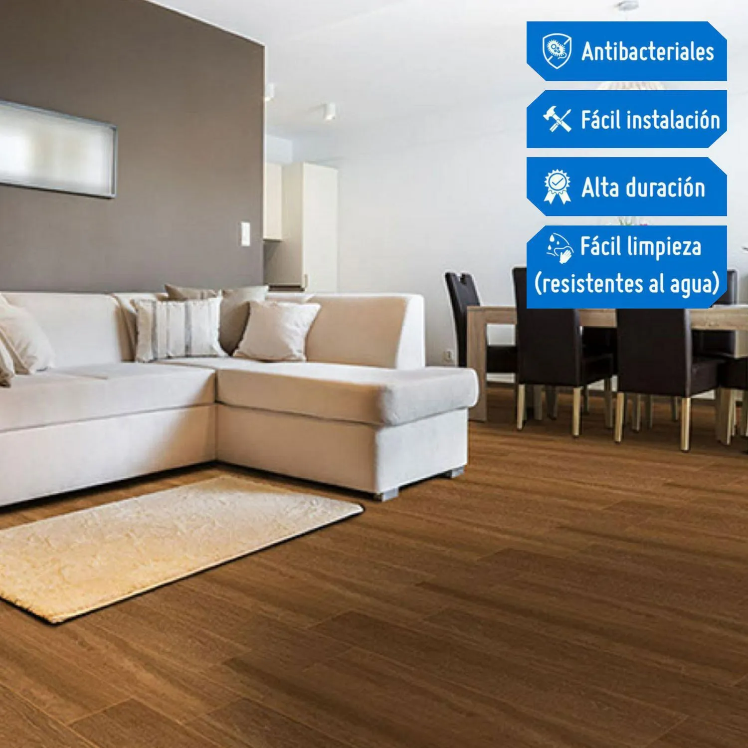 Piso SPC con click walnut kona 5.5mm 122x18cm caja 2.2m²